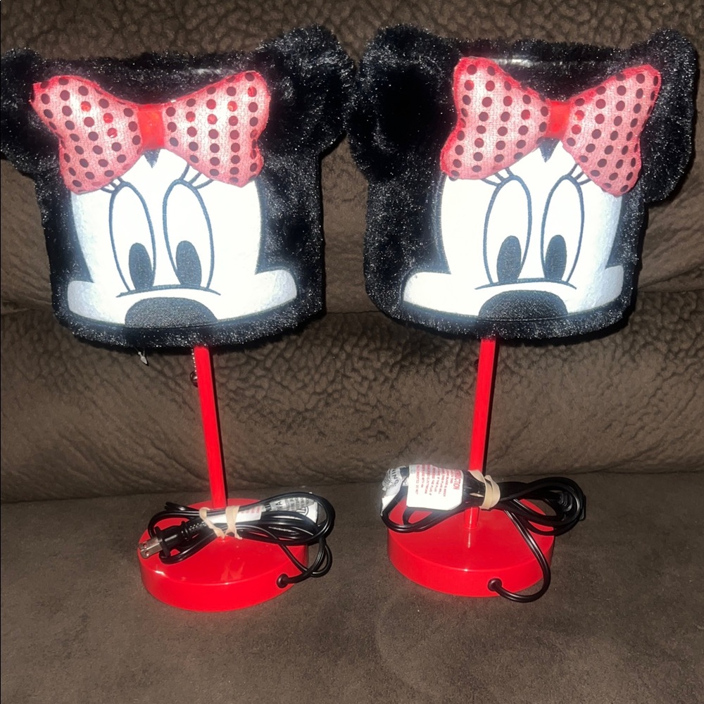 Kids Minnie Mouse Lamp Set - Red and Black